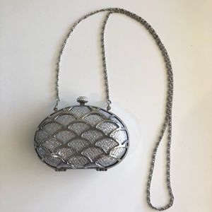 Sparkly fish scale pattern silver bag, formal